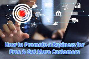Small business owner promoting their business for free using social media marketing, SEO, and online strategies to attract more customers
