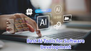 AI powered software development ecosystem showing intelligent code generation, DevOps automation, testing systems, and cloud infrastructure integration.