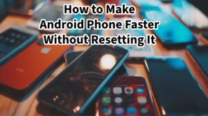 Person optimizing Android phone settings to improve speed and performance without factory reset