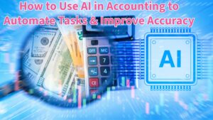 Accountant using AI software to automate bookkeeping tasks