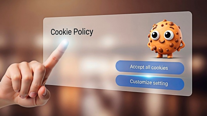 Website cookies and user data collection concept illustration.