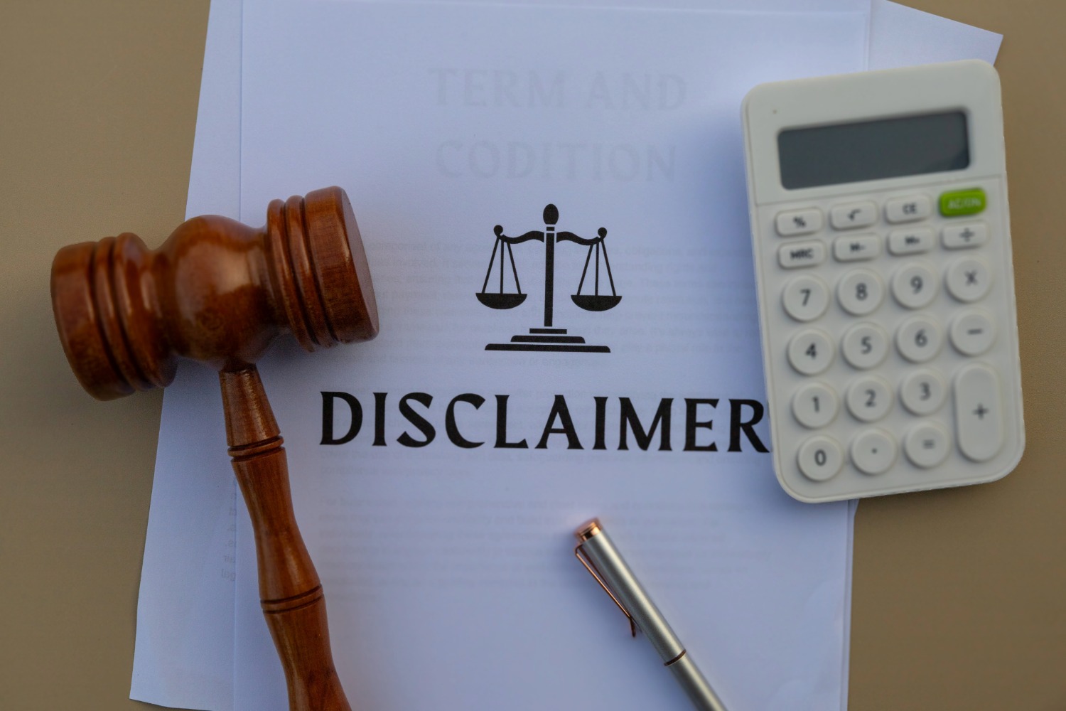 Illustration representing website disclaimer and legal information notice